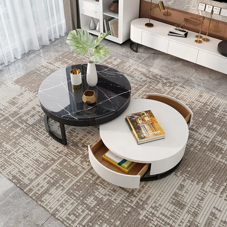 
Factory Direct Sale Luxury Classic Decorative Round Coffee Tables Furniture With Drawer 