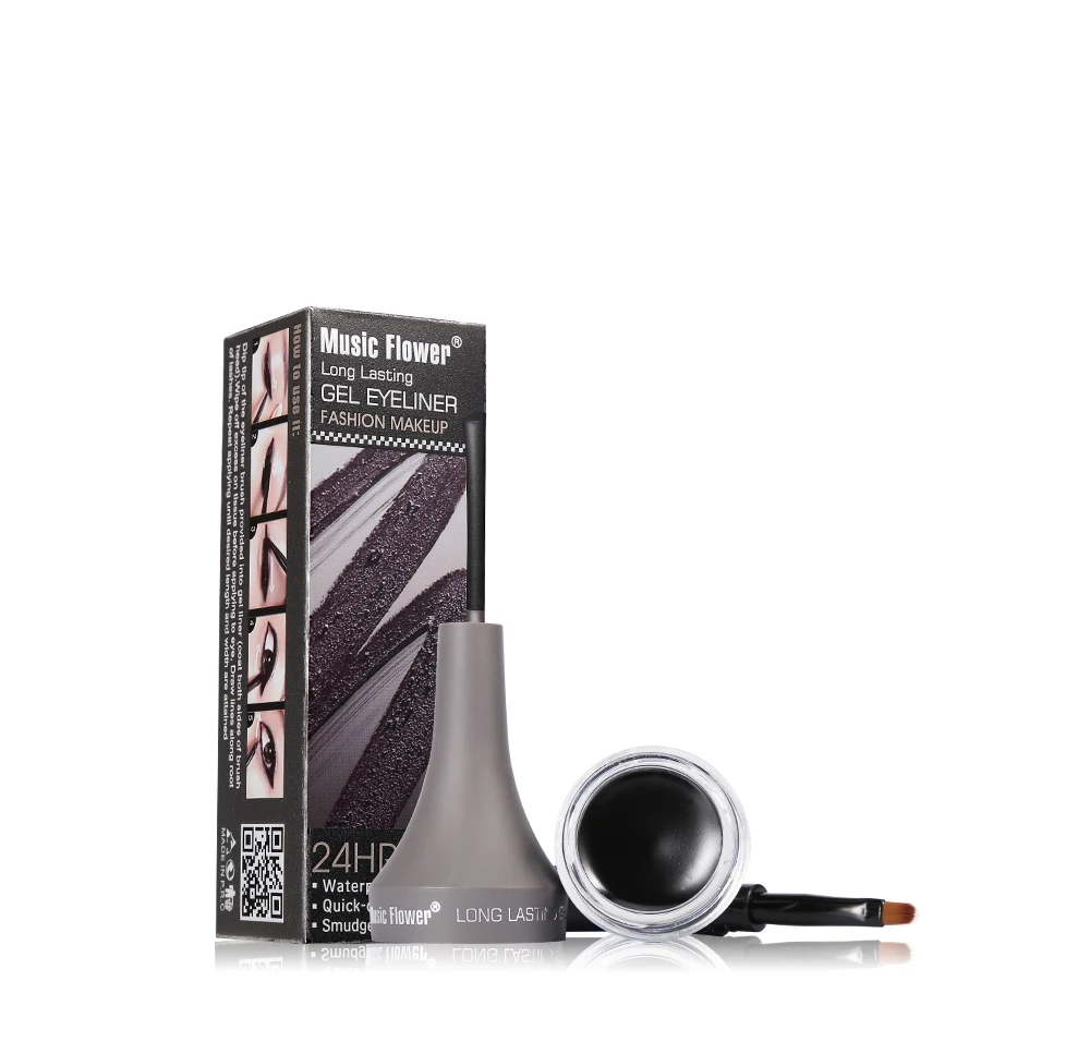 

High quality Quick Dry Waterproof Eyeliner Cream With Brush OEM Women Eye Makeup Black Gel Eyeliner