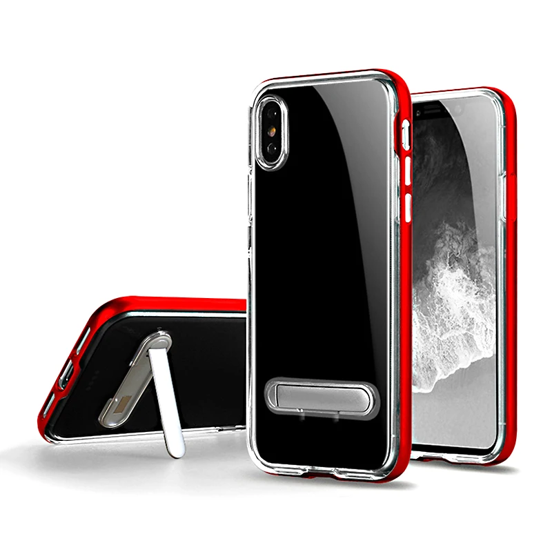 

Hot Transparent Kickstand TPU PC Cover Clear Phone Case for iPhone 12 11 Pro Max XS XR 7 8 Mobile Casing