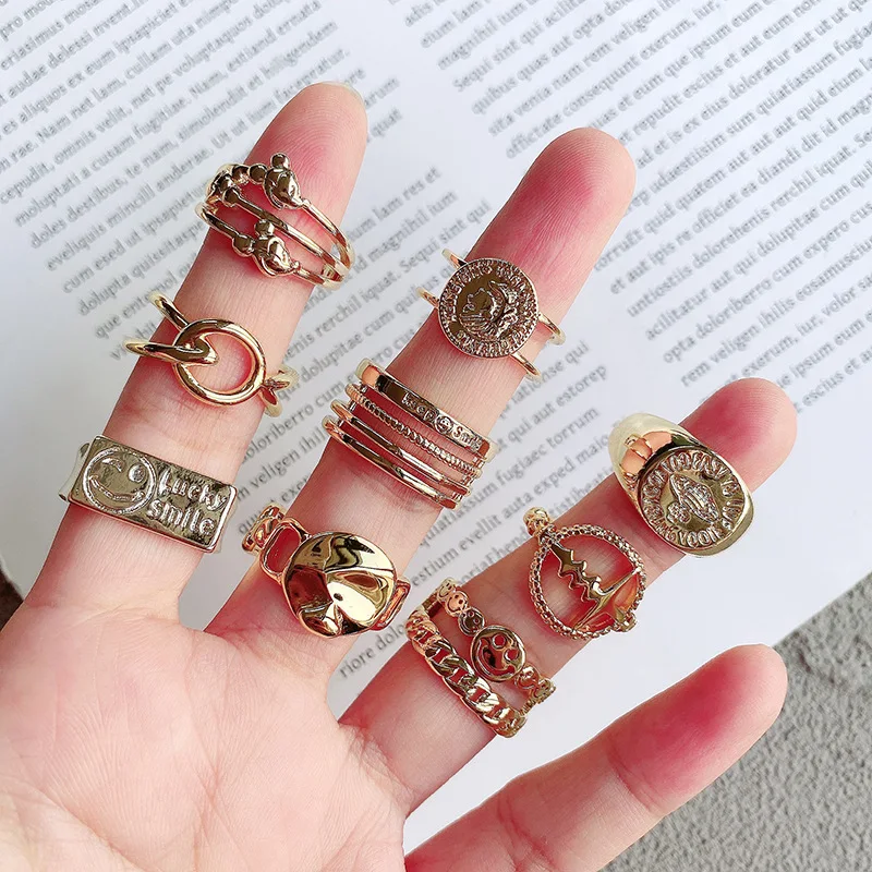 

PUSHI wholesale mixed batch rings women fashion rings new arrivals retro lucky personality trend index finger ring lot