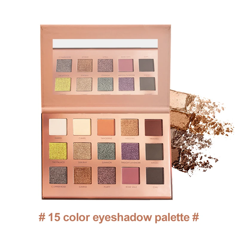 

Private Label Eye Make-up maquiagem Waterproof Long Lasting Shining maquillaje Eye Shadow Palette, 15 kinds of color