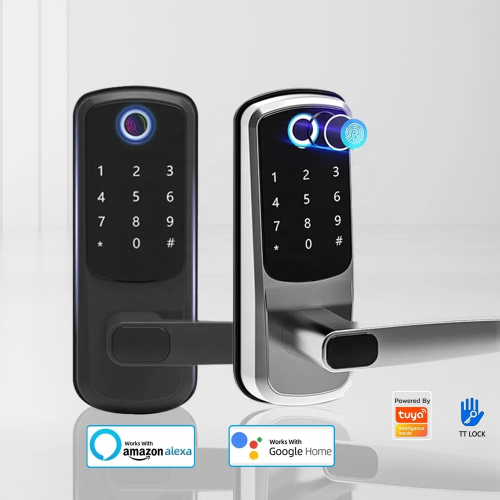 

Keyless Door Lock Security BLE TT Lock APP Biometric Fingerprint Door Lock Digital For Home