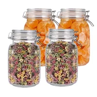 

4pcs Storage Bottles & Jars, New 1150ml Mason Borosilica PET Jar Kitchen Food Bulk Container Set For Spices Dried Fruit Storage