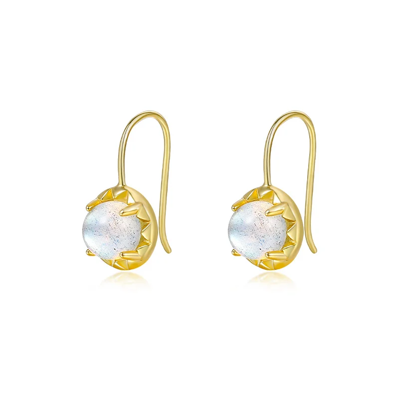 

Trend new arrivals moon stone earrings jewelry 925 sterling silver 18k gold Moonstone ball Earrings for women