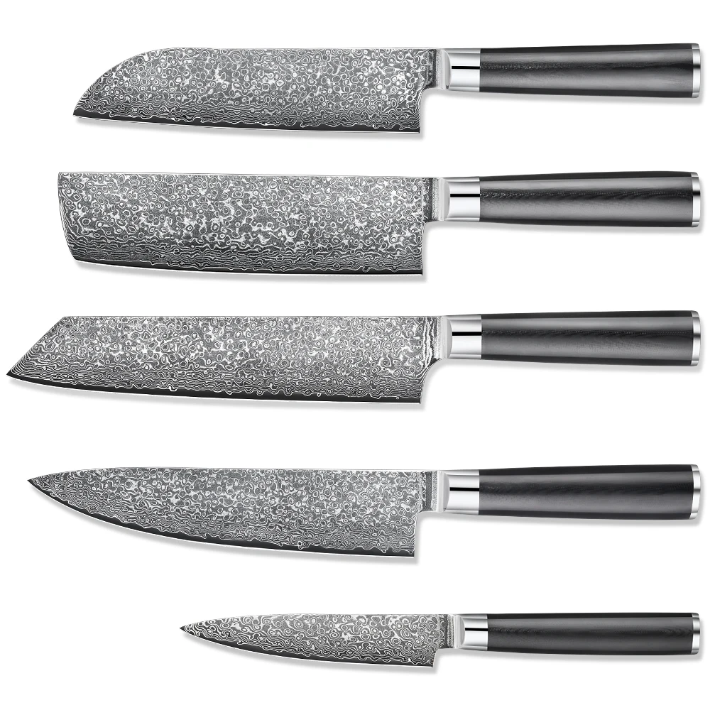 

High Carbon knife for Vegetable Meat Japanese kitchen knife set G10 handle damascus steel knife set