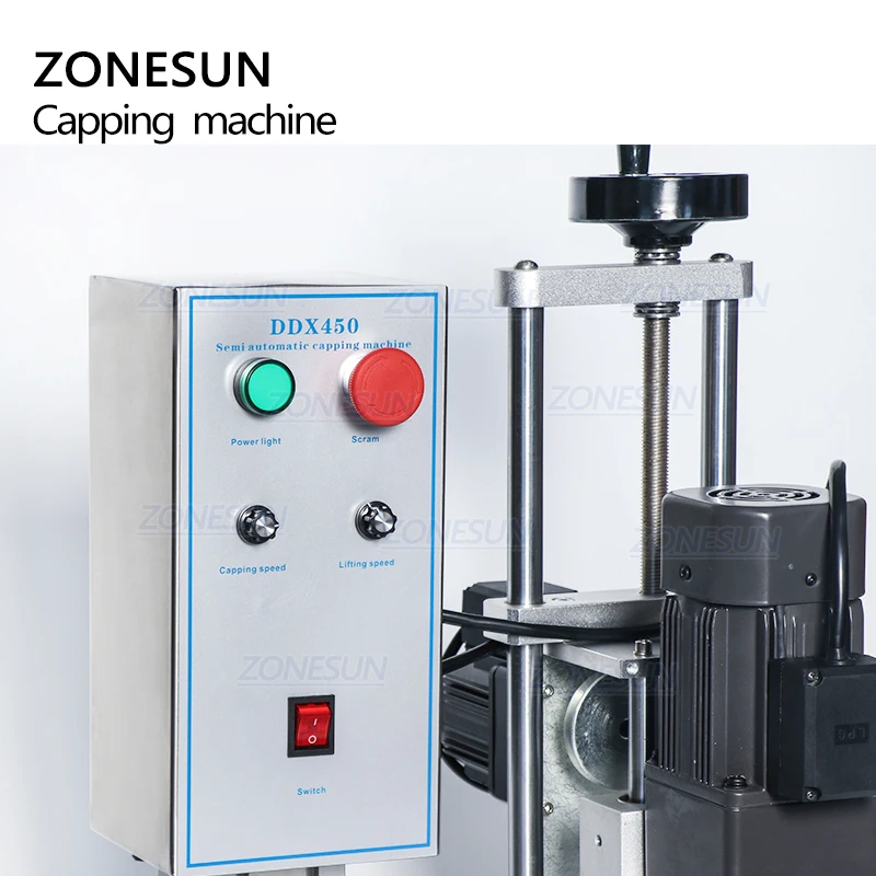 
ZONESUN ZS-XG450 Pump Manual Semi Automatic Bottle Glass Bottle Ropp Capping Sealing Making Plastic Bottle Machines 