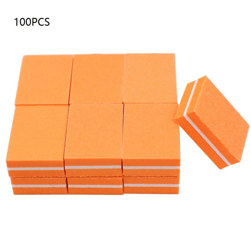 

NAD005 100pcs Double-sided Mini Nail File Colorful Sponge Nail Buffer Blocks Strips Polishing Manicure Tools