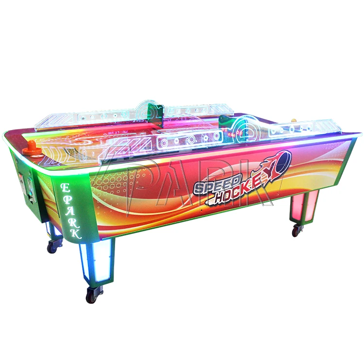 

Germany coin operated acrylic topface curved air hockey table EPARK luxury colorful LED lighting arcade fun sports game machine