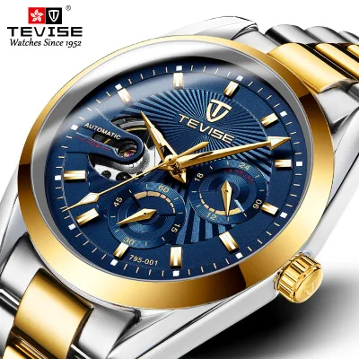

Tevise 795-001 Male Top Brand Waterproof Automatic Mechanical Watch Fashion Stainless Steel Watches Men Wrist Relogio Masculino, 5-color