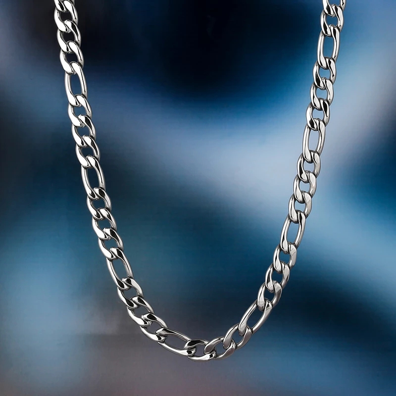 

KRKC&CO Hip Hop Wholesale Chain Necklace Good Quality 3/5/7mm Stainless Steel Figaro chain