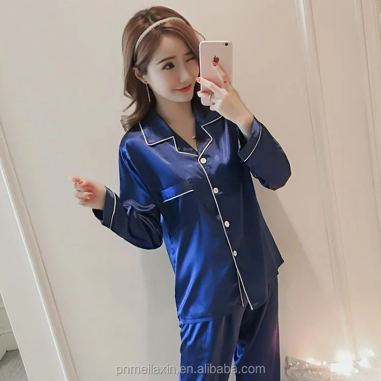 Cheap wholesale sexy night dress winter sleepwear luxury nightgown satin sleepwear women silk pajamas