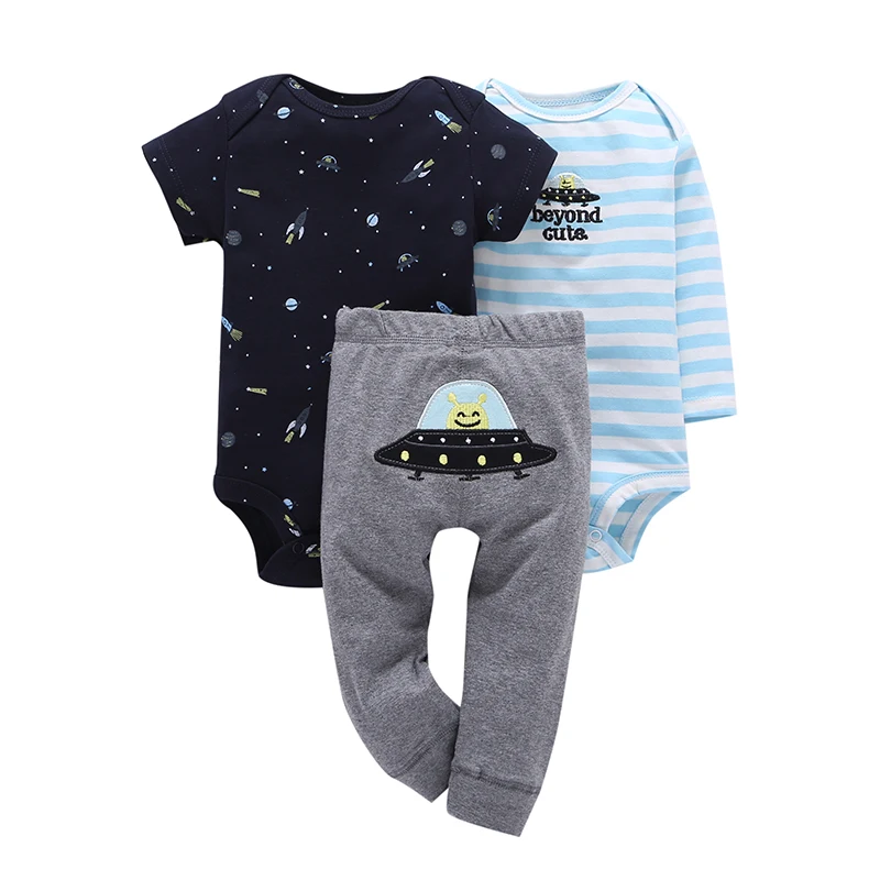 

Summer 3Pcs Set Baby Girls And Boys Romper Printed Infant Toddler Clothes Long Short Sleeve Newborn Baby Romper Dropshipping