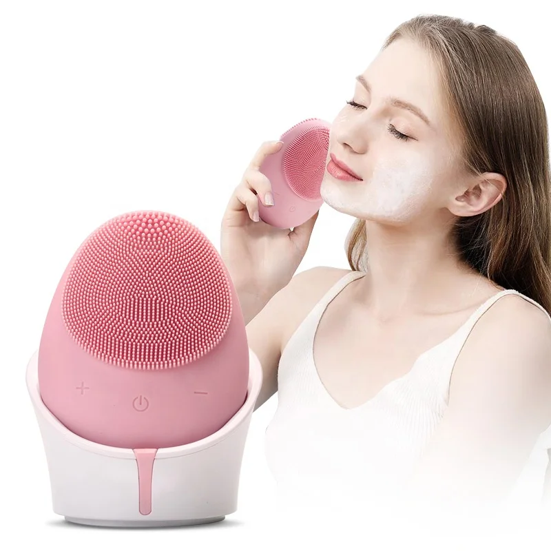 

electric cleansing facial brush face massager skin facial cleaner at home, Lotus-pink yellow purple sky blue black turquoise pink