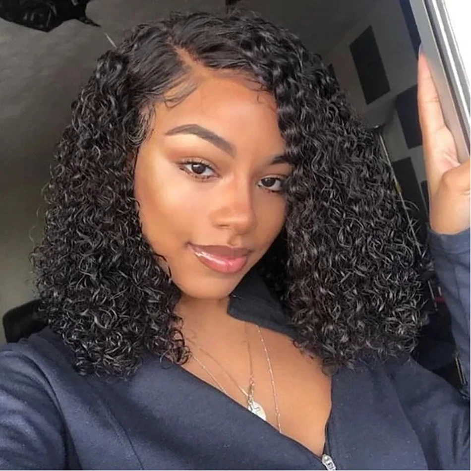 

diva1 Jerry Curly Bob Wig Short 150% HD Lace Front Human Hair Wigs PrePlucked For Women Kinky Deep Water Wave Lace Frontal Wig