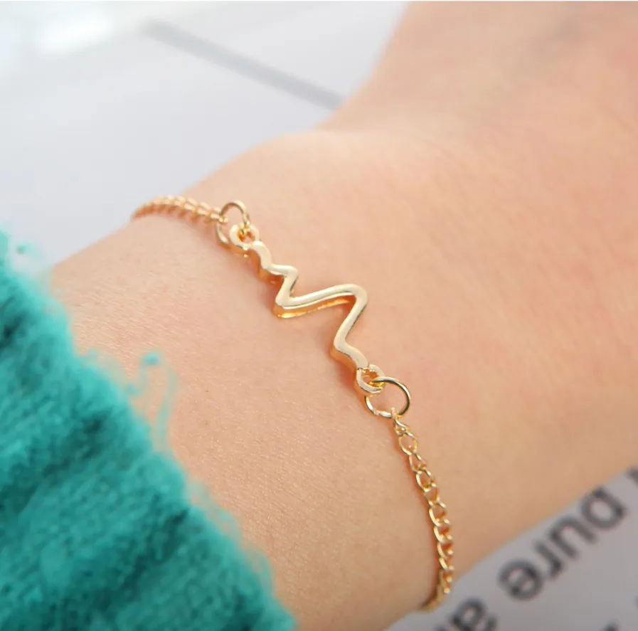 

Best Seller Stainless Steel Heartbeat Bracelet Cuff Bangle Friendship Bracelets Gifts for Women, As the picturs