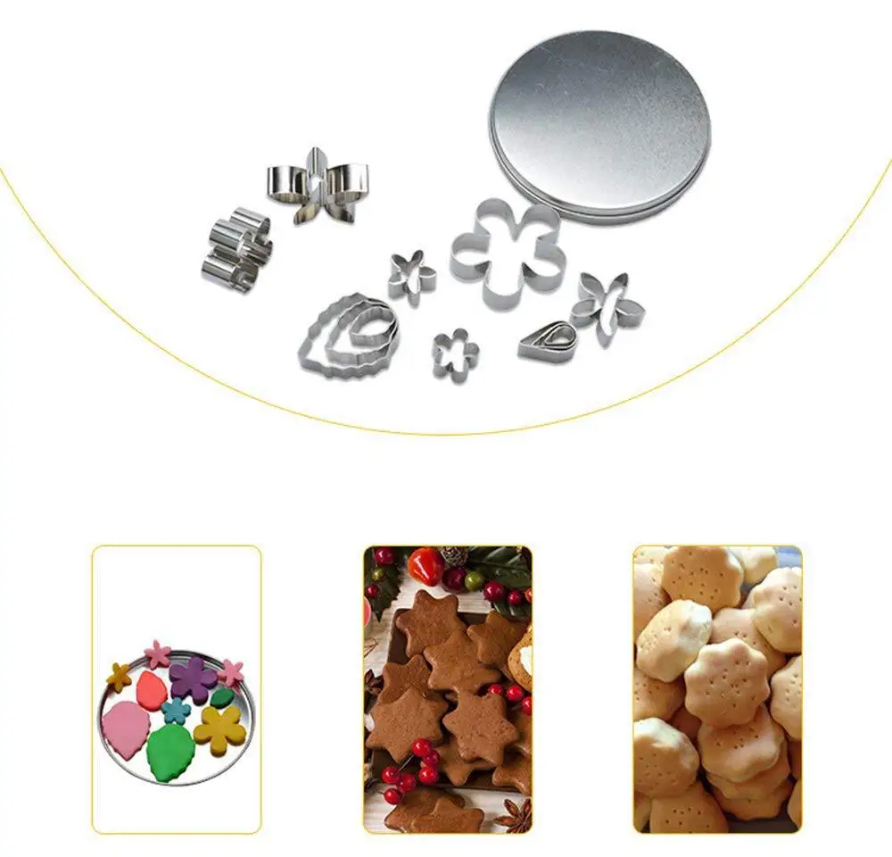 

Flower Leaf Biscuit Cookie Cutter Set 12 Small Rose Petal Pastry Doughnut Cutter Set Stainless Steel Mold Making Crafts Tools