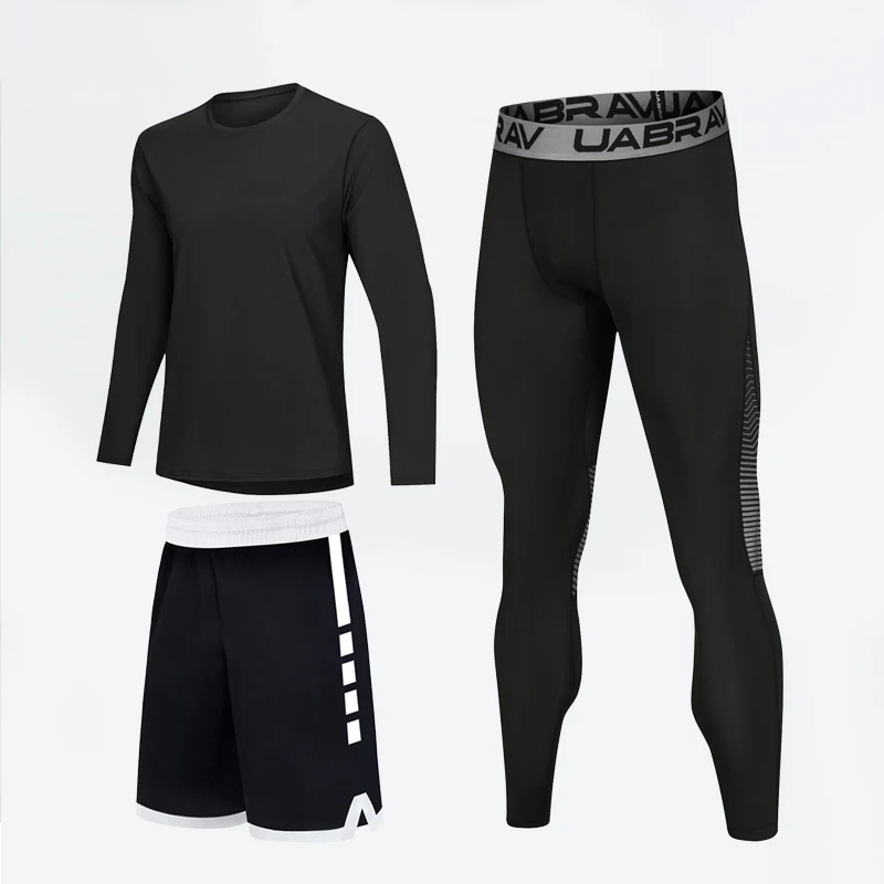 

Sportswear Compression Sports Leggings Fitness Tracksuit Men Training Set Soccer Clothing High Elastic Quick-drying Light Fabric