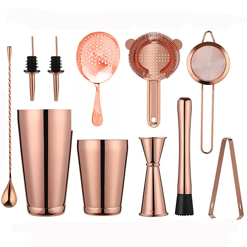 

Cocktail Shaker Bar Set: 2 Weighted Boston Shakers,Cocktail Strainer Set,Jigger,Muddler and Spoon