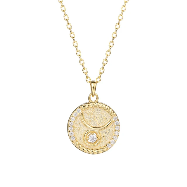 

925 Sterling Silver gold plated zodiac necklace zodiac sign necklace