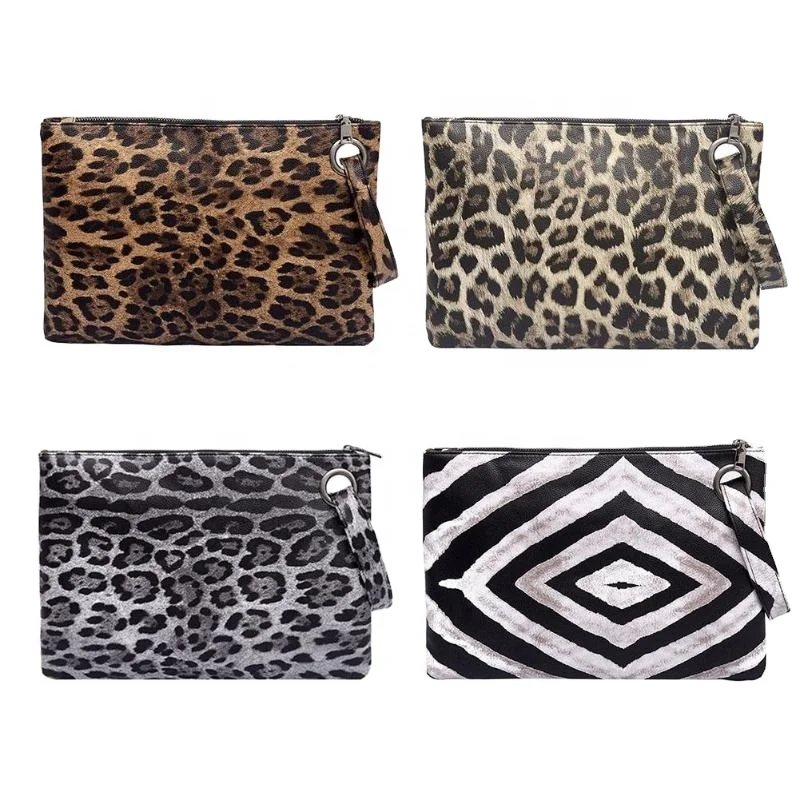 

Wholesale Women Leopard Printing Women Evening Hand Clutch Bag Purse Envelope Leather Wristlet Bags DOM-1141210