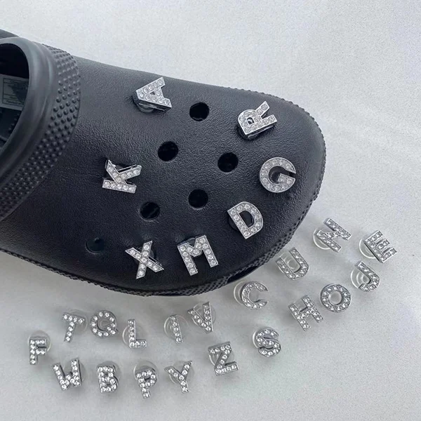 

Hot Sale High-class Metal Letter And Number Clog Charms For Croc Shoe Decoration Bling Letter Charms For Croc Shoe, Picture