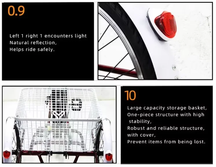 Adult 3 Wheel Electric Tricycle Lithium Battery 12A 350W 24 Inch Pull Basket 7-Speed Carbon Steel Frame Disc Brakes Front Hub