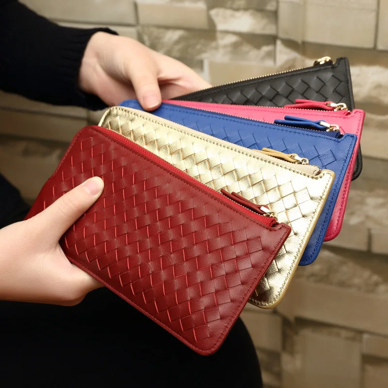 

Genuine sheep leather Designer luxury wallet purse fashion zipper women wallets ladies custom