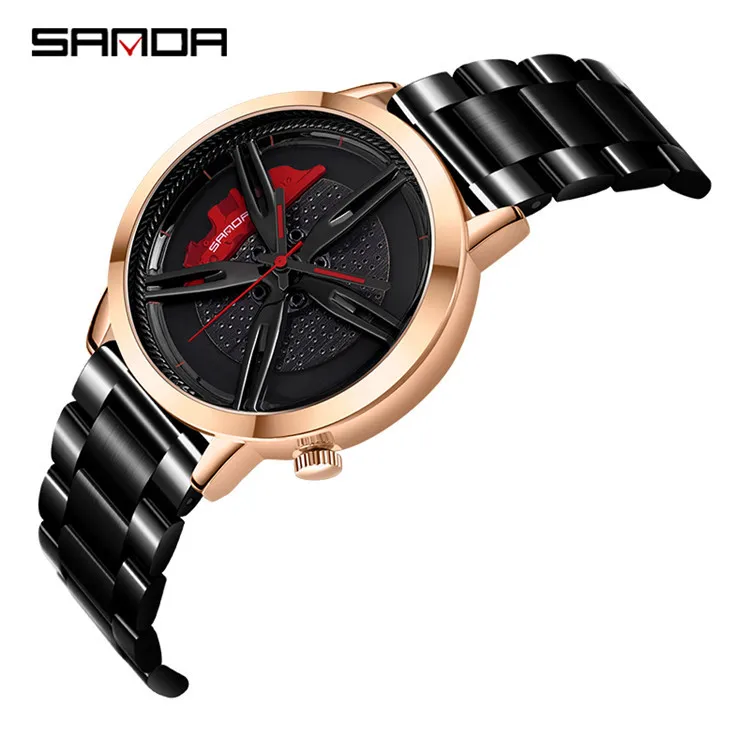 

Sanda P1040 Top Brand New Men Wristwatch Fashion Wheel Series Dial Leather Strap Waterproof Gift Watch Premium Quartz Movement