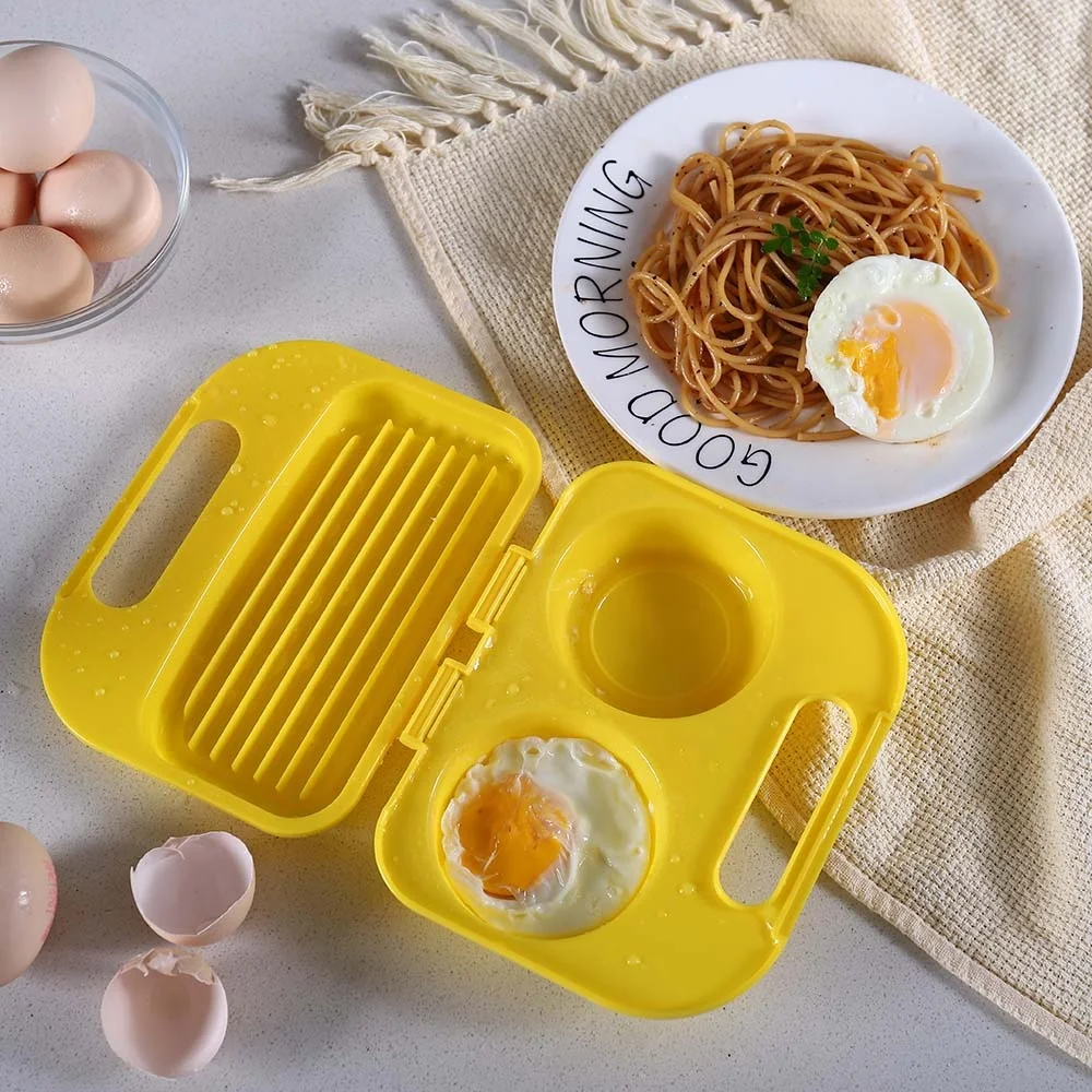 

Nonstick Yellow Microwave Omelet Pan And Egg Poacher Four Omelet Maker For Kitchen