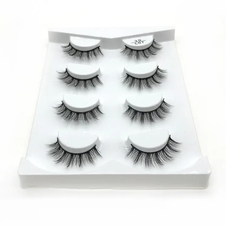 

4 pairs natural false eyelashes fake lashes long makeup 3d mink lashes eyelash extension mink eyelashes for beauty L07, Natural black