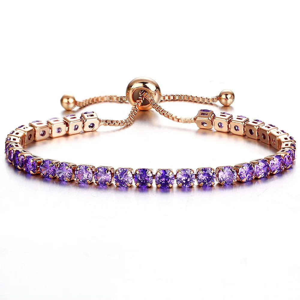

Hinestone Natural Zircon Metal Chain Bracelet Wedding Cubic Zirconia Iced Out Chain Crystal Bracelet