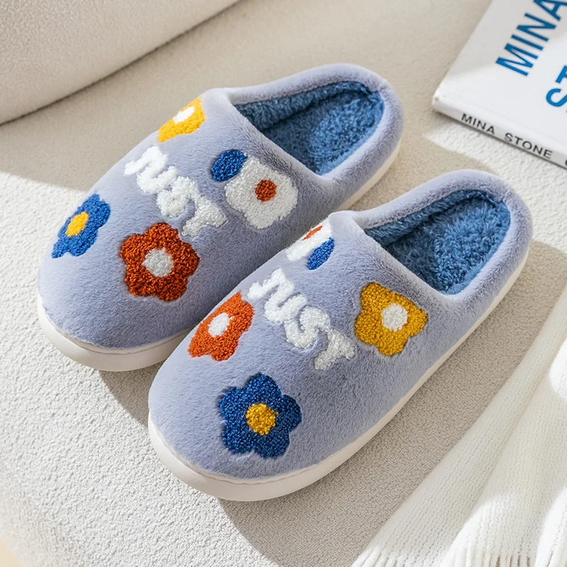 

Soft House Cotton Slippers For Women Winter Cotton Lovely Indoor Non-slip Thick Plush Furry Home Slippers