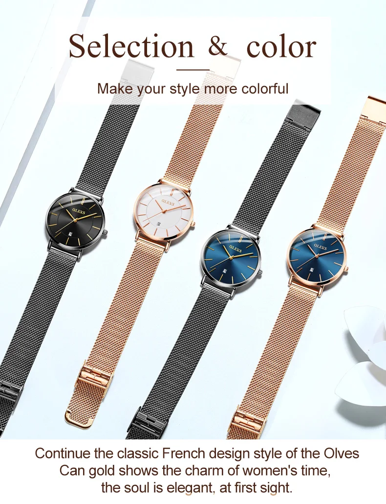 OLEVS Ladies Watches Rose Gold Japanese Quartz Female Watches for Women  Waterproof Stainless Steel Casual Dress Lady Wrist Watches