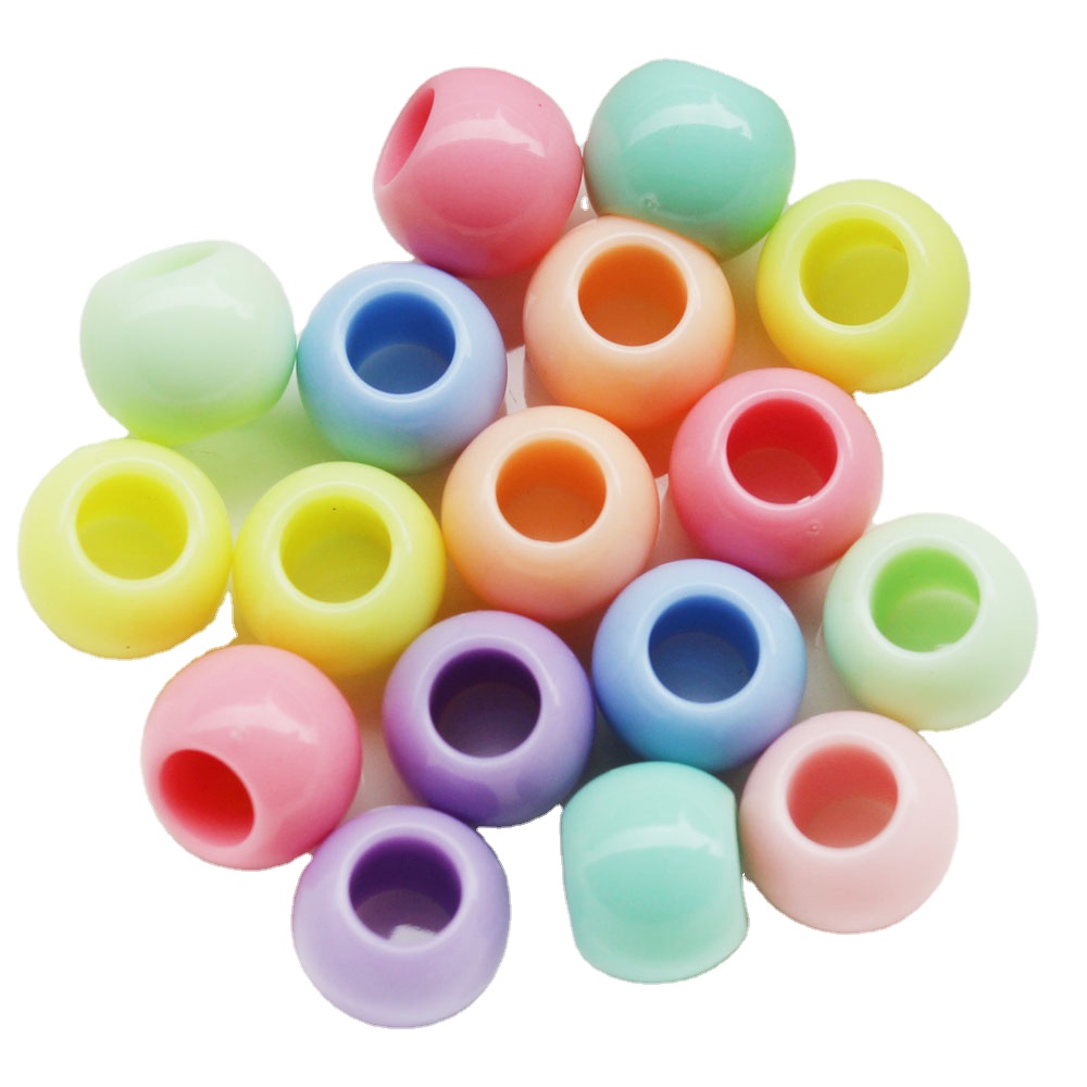 

Wholesale 10 mm Acrylic Large Hole Pastel Acrylic Beads For Hair Decoration, Mixed color