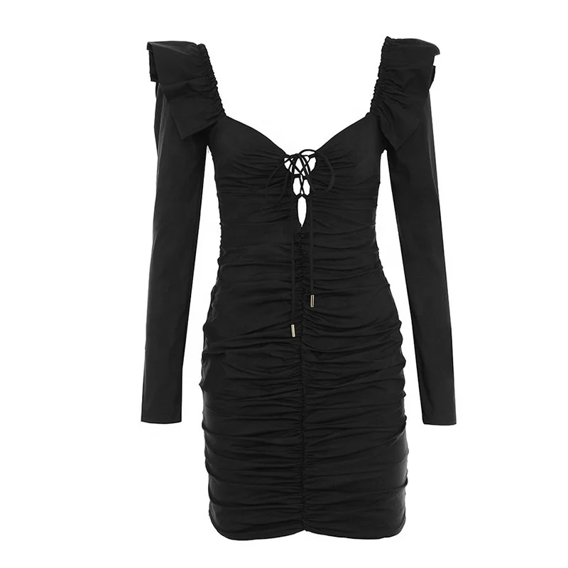 

B23862A Autumn winter long sleeve sexy backless slim dress