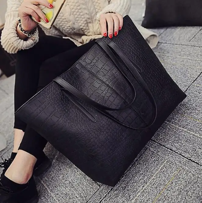 

Latest brand designer trend pu woman bags luxury handbag large simple black organizer tote leather bag