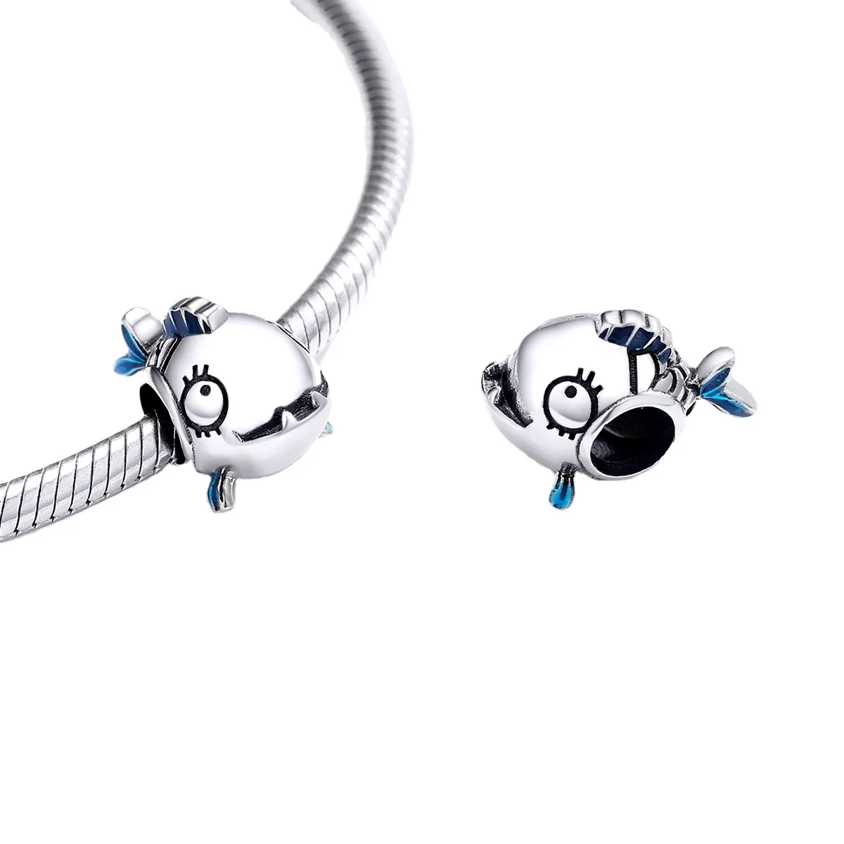 

Beautiful Piranha Big Eyes Fish Metal Bradelet 925 Charms Jewelry Making