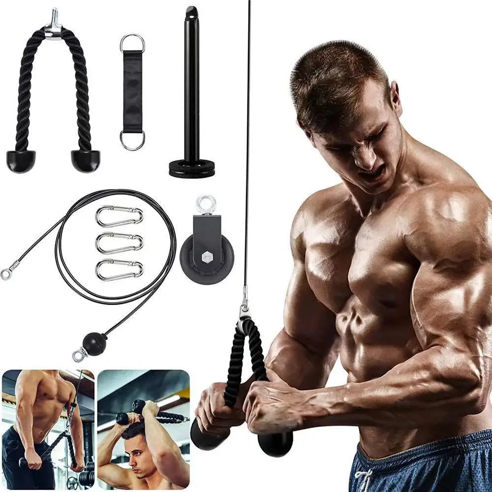 

Fitness Pulley Cable Tricep Rope For Strength Training Triceps Trainer Wire Rope, Black