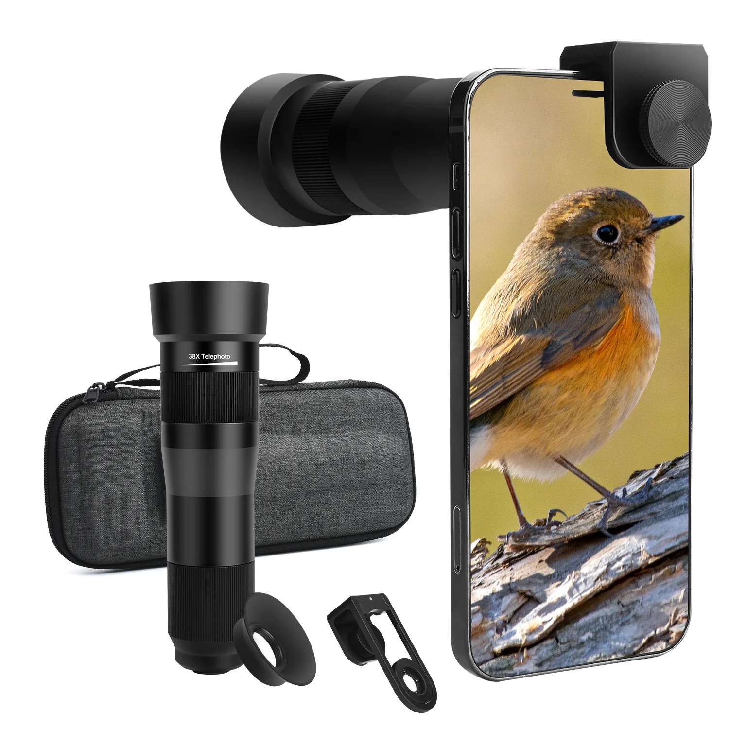 

Amazon Hot Selling HD 38X Telephoto Lens for Mobile Phone Camera BAK4 Zoom Monocular Telescope with Tripod