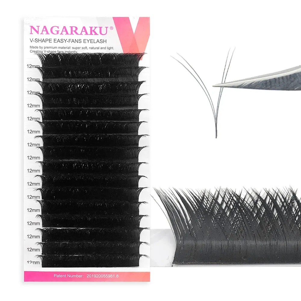 

NAGARAKU Makeup V Shape Auto-Fans Eyelash Extension Volume Lashes Maquiagem Clios 0.05mm Easy-Fans Premium Natural Eyelashes