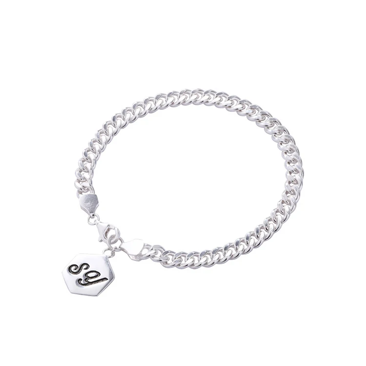 

Korean version of S925 sterling silver bracelet cold wind retro old chain bracelet men and women couple chain ornaments, Silver,gold or custom