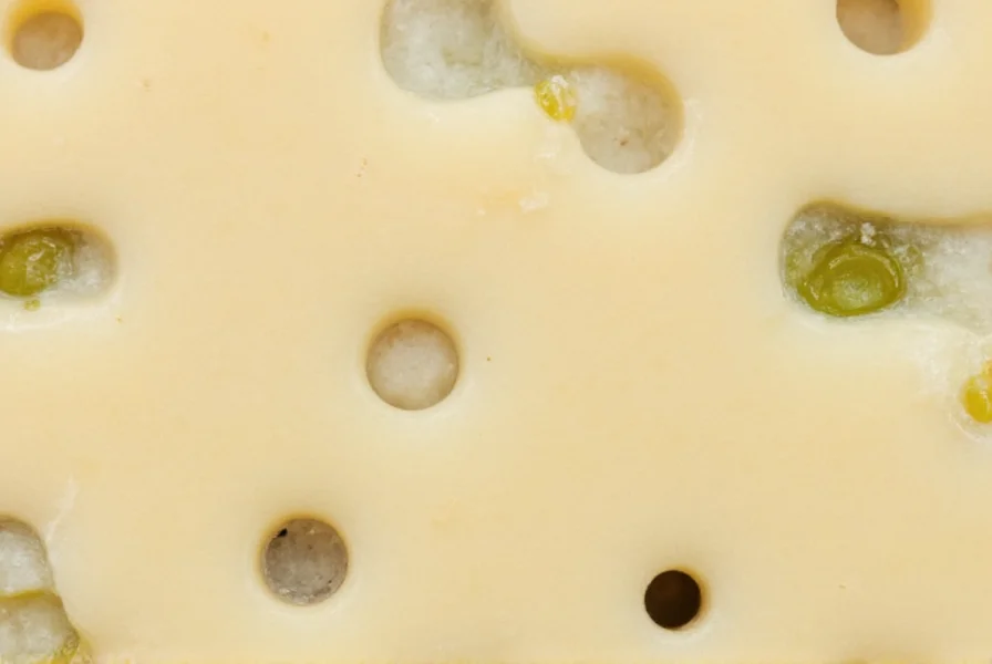 Close-up of pepper jack cheese showing visible jalapeño flecks in creamy white cheese matrix