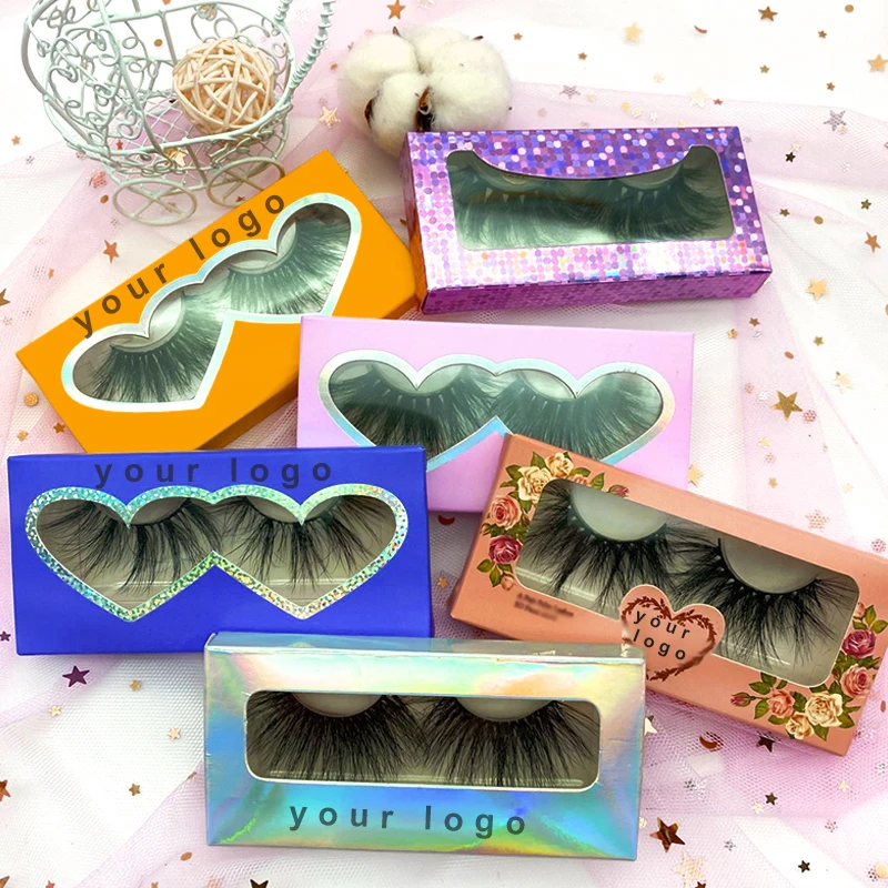 

high quality eyelash boxes custom logo eyelash custom boxes 25mm 30mm 3d fluffy 100% mink eyelash, Natural black