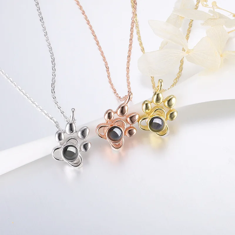 

Unique Design 100 Languages I Love You Stainless Steel Dogs Necklaces Pendants,Dog Paw Necklace For Unisex