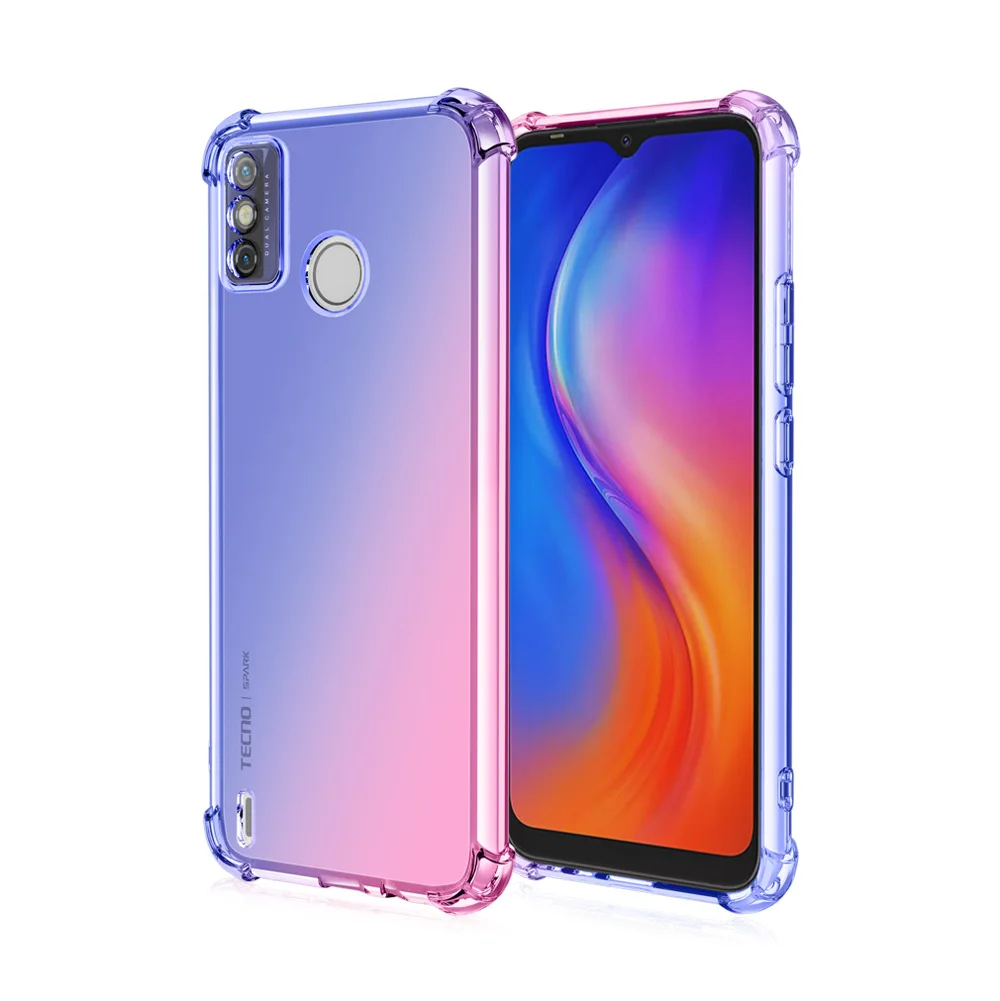 

Senlancase For Tecno Spark 6 shockproof TPU Case With Gradient Color Mobile Phone Back Cover, 6 colors