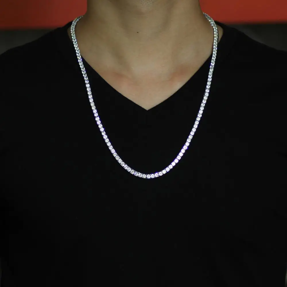 

Brass Zircon 1 Row Necklace Hip hop Bling Jewelry Gold Silver CZ High Quality Tennis Chain Necklace Iced Out