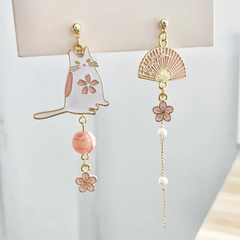 

Korean Style Flower Cute Animal Dangle Earrings For Women Moon Stars Kitten Rabbit Balloon Asymmetric Earring Party Jewelry Gift, Photo