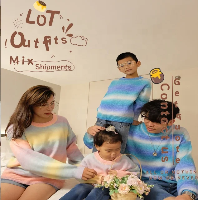 

Parent child mother women's sweater 2021 autumn and winter new girls' children's treasure foreign children's clothes, Red black