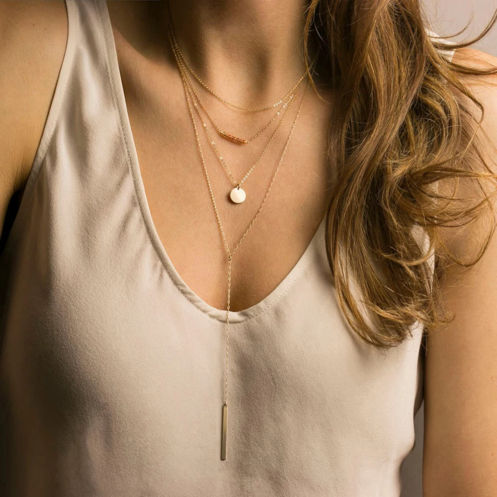 

Vintage Multi Necklace disc Y Pendant Body Necklace Pearl Choker Gold Chain Necklace for Women Lady Girls Gift Jewelry Sets
