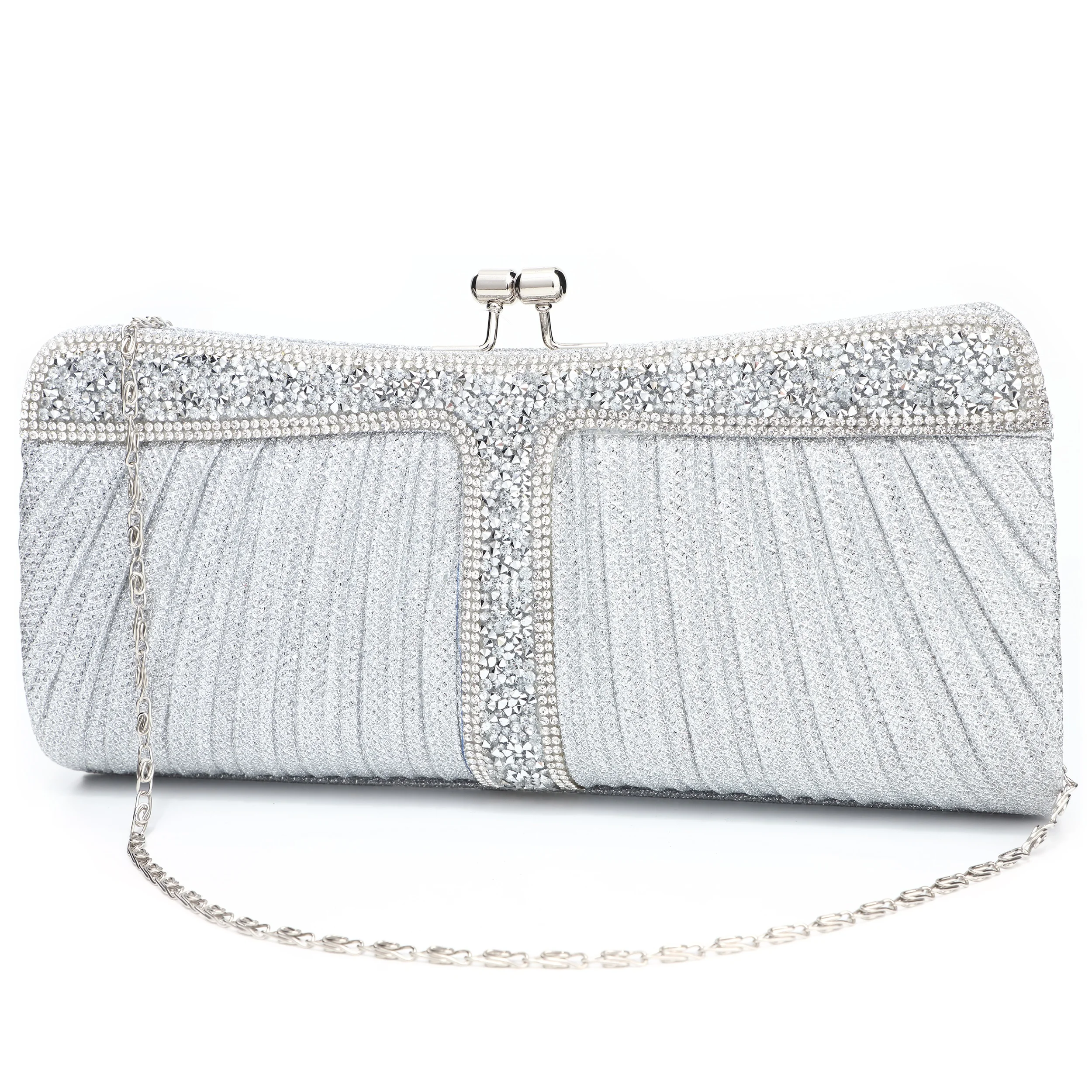 

Ladies Sparkling Rhinestone Wedding Evening Party Clutch Handbag Purse Chain Shoulder Crossbody Bag